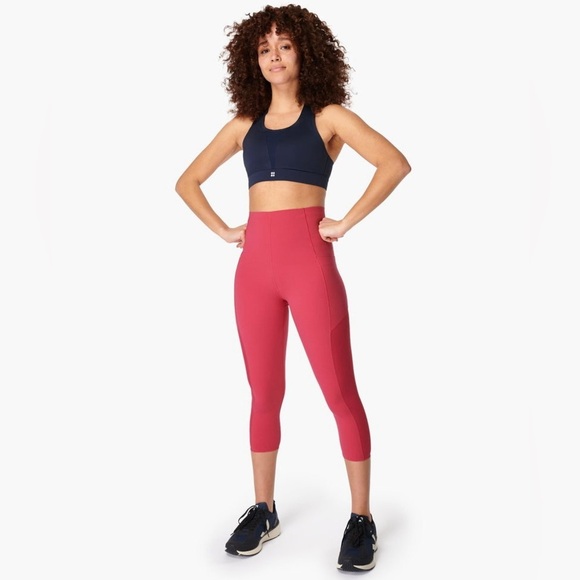 SWEATY BETTY Rose Pink Power High-Waisted Cropped Gym Leggings Size XS - Picture 4 of 10